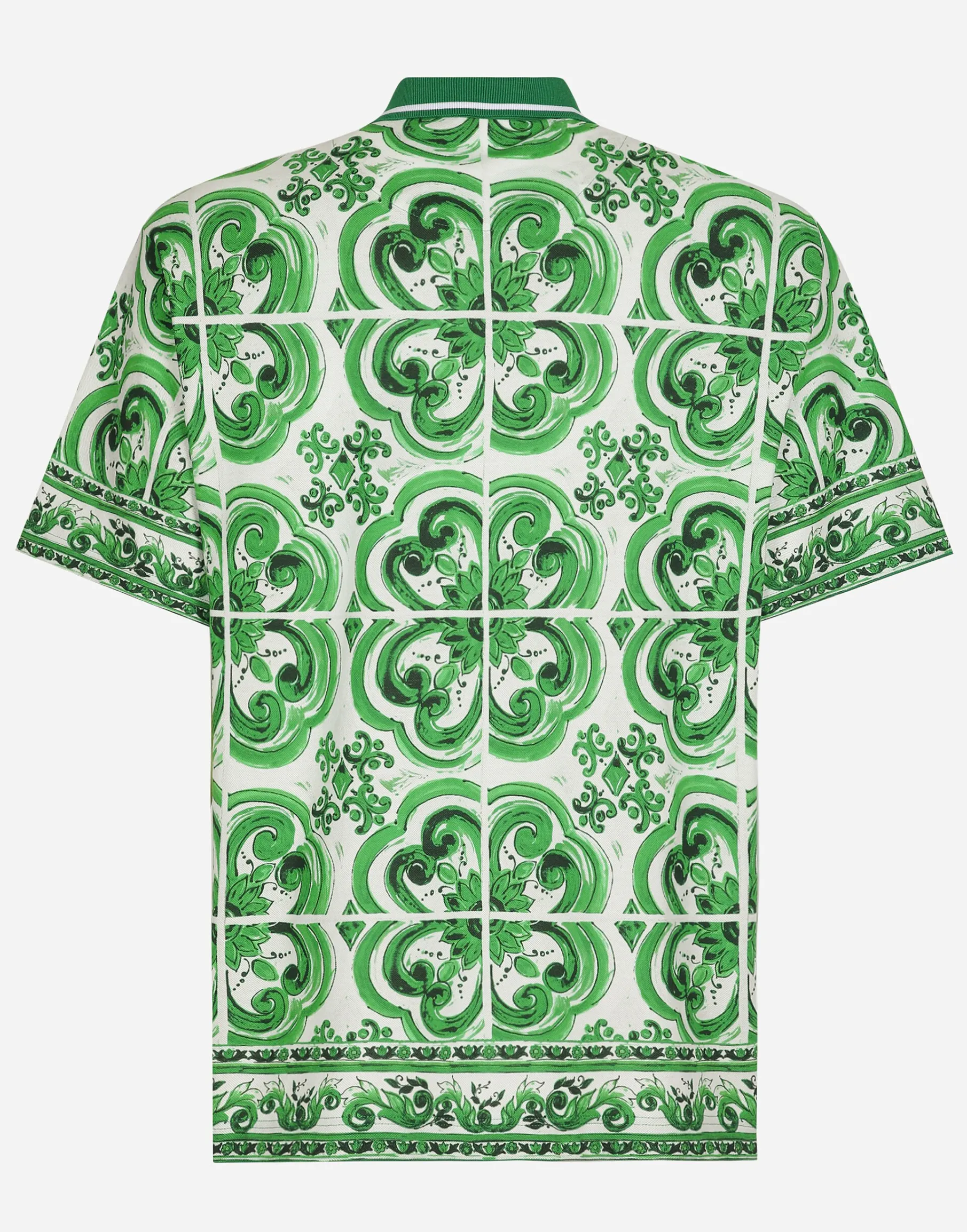 Cotton polo-shirt with majolica print