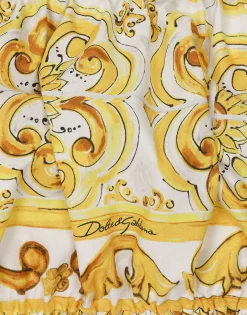 Cotton poplin crop top with majolica print