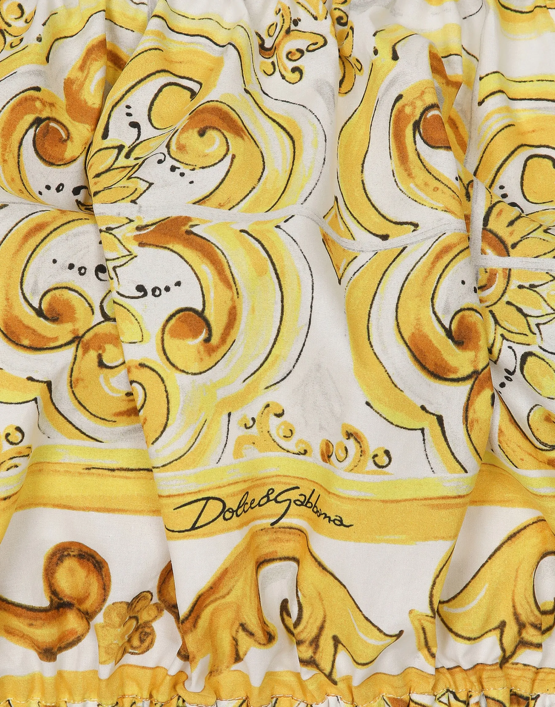 Cotton poplin crop top with majolica print