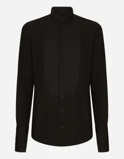 Cotton poplin Gold-fit tuxedo shirt