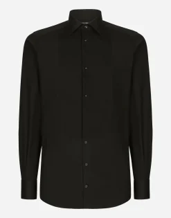 Cotton poplin Gold-fit tuxedo shirt
