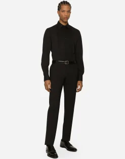 Cotton poplin Gold-fit tuxedo shirt