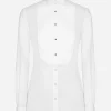Cotton poplin shirt with piqué shirt front
