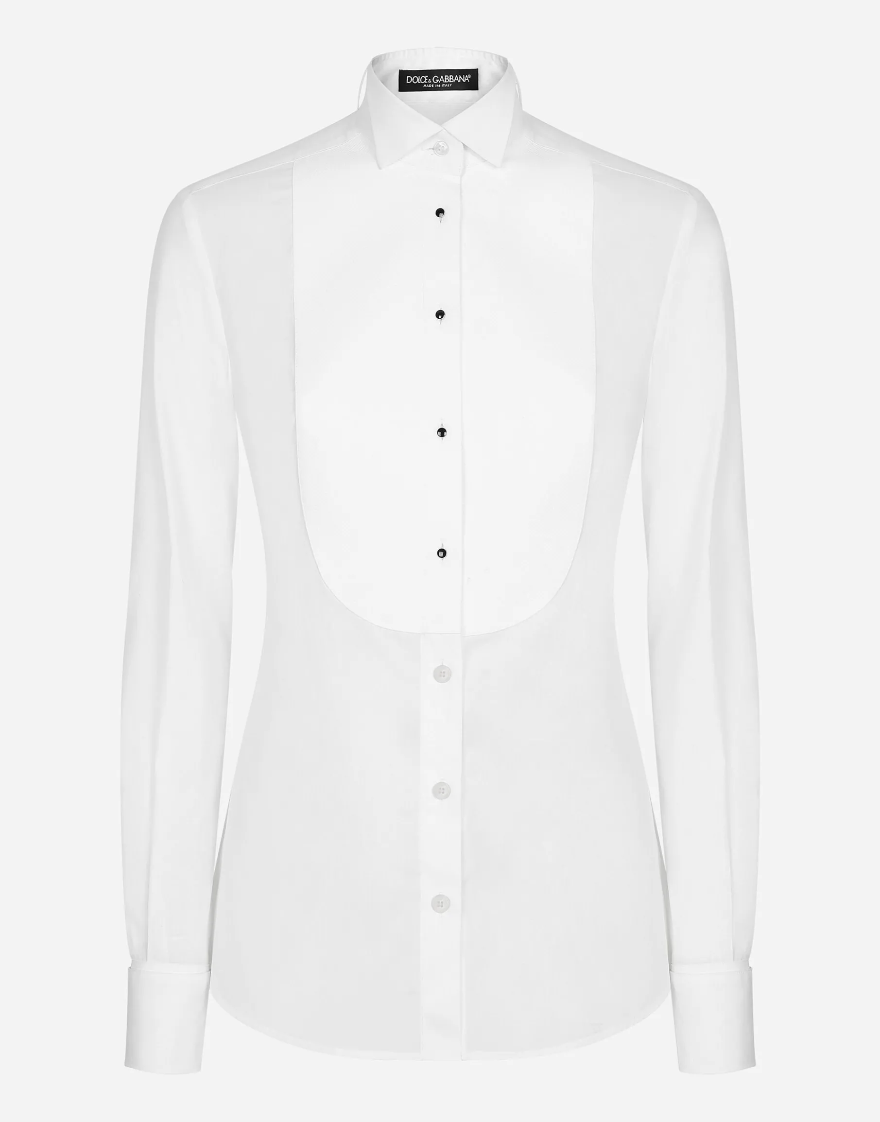 Cotton poplin shirt with piqué shirt front