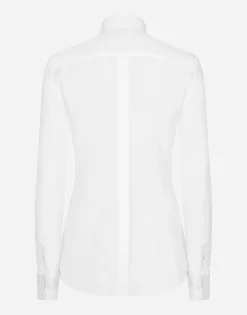 Cotton poplin shirt with piqué shirt front