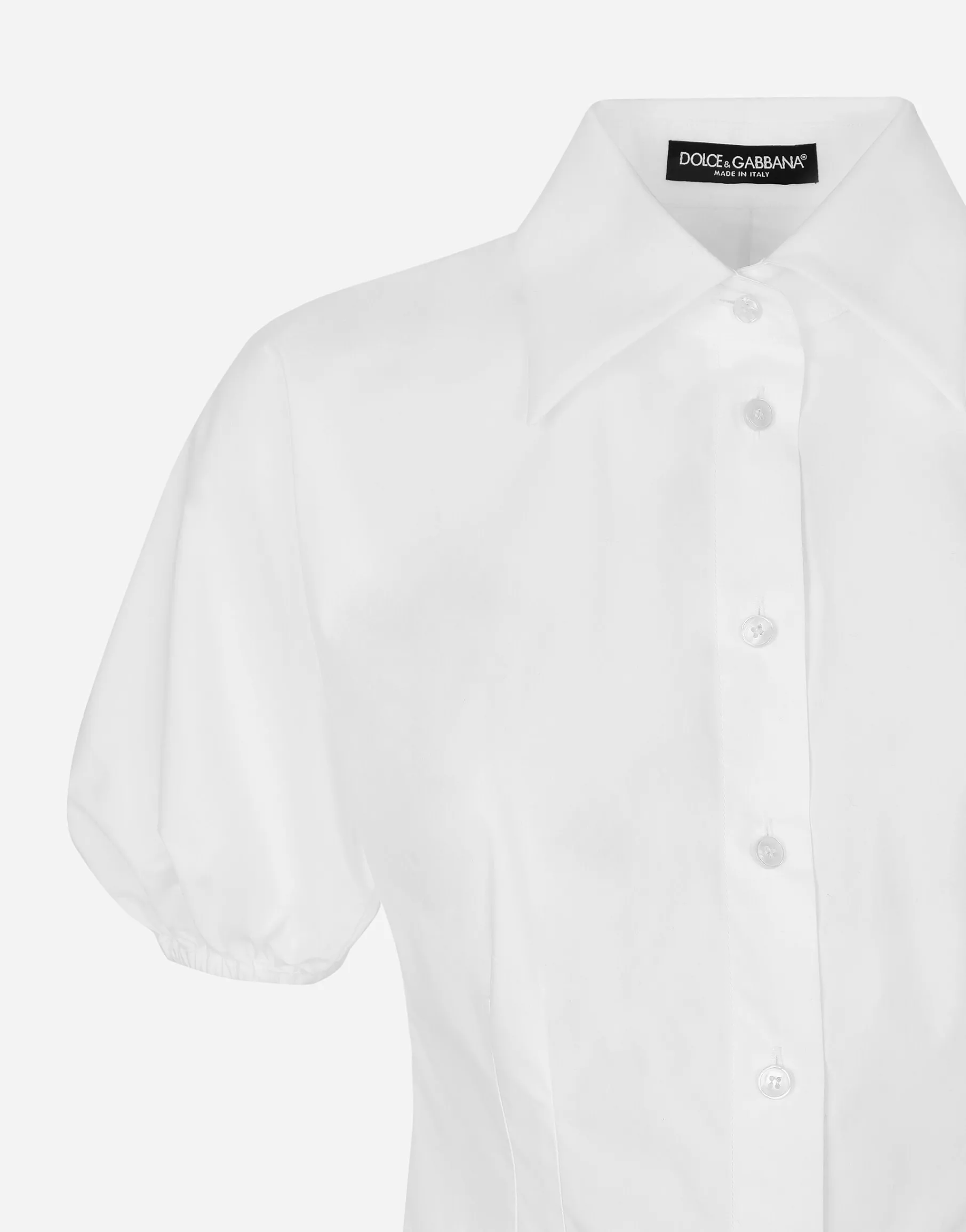 Cotton poplin shirt with puff sleeves