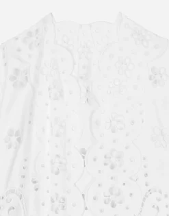 Cotton robe coat with macramé embroidery