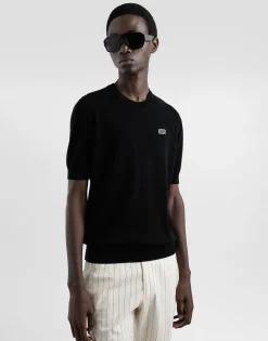 Cotton round-neck sweater with tag