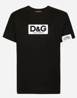 Cotton round-neck T-shirt with patch