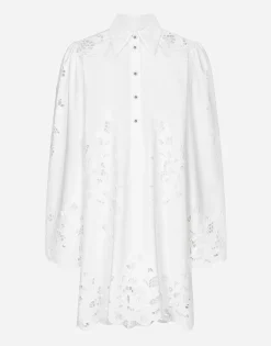 Cotton shirt dress with cut-out detailing