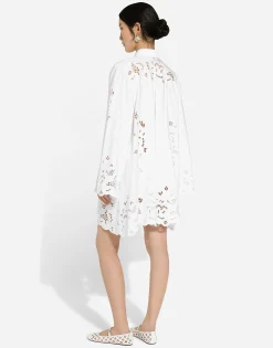 Cotton shirt dress with cut-out detailing