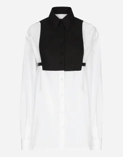 Cotton shirt with contrasting shirt front