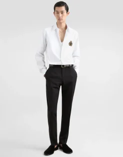Cotton shirt with heraldic patch