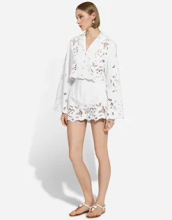 Cotton shorts with cut-out detailing