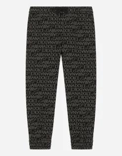 Cotton sports pants with jacquard logo