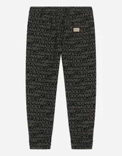 Cotton sports pants with jacquard logo
