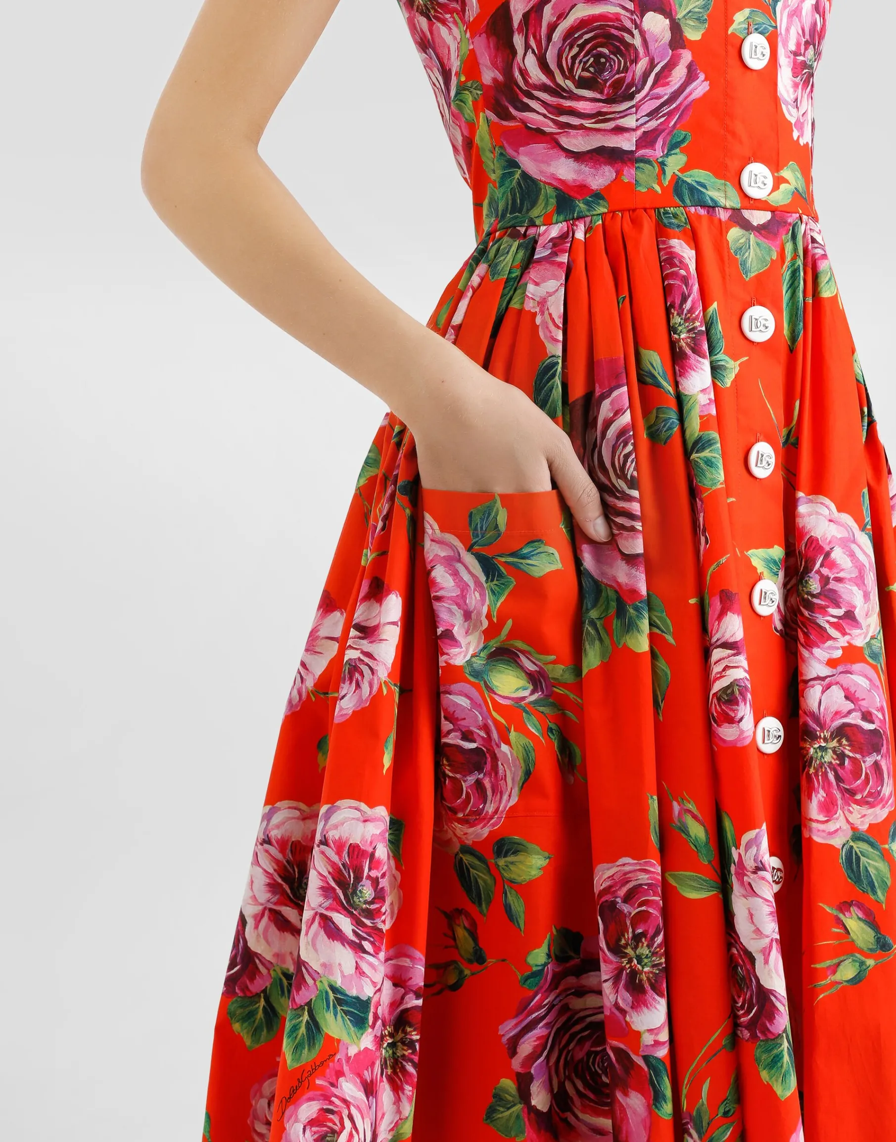 Cotton sundress with rose print