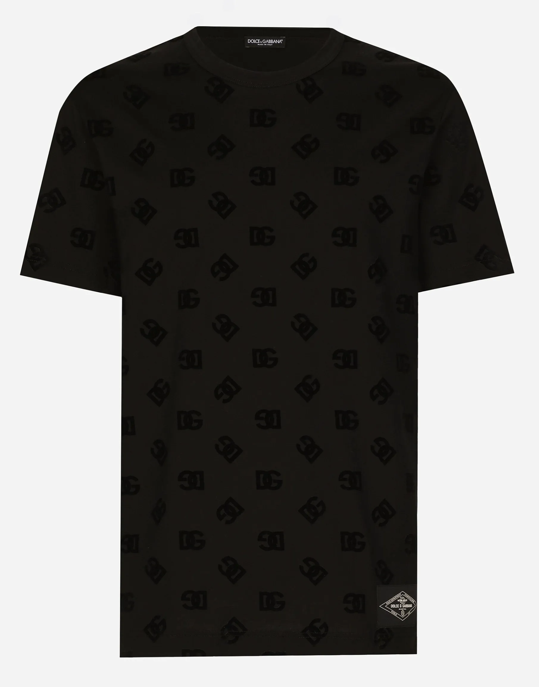 Cotton T-shirt with all-over flocked DG print