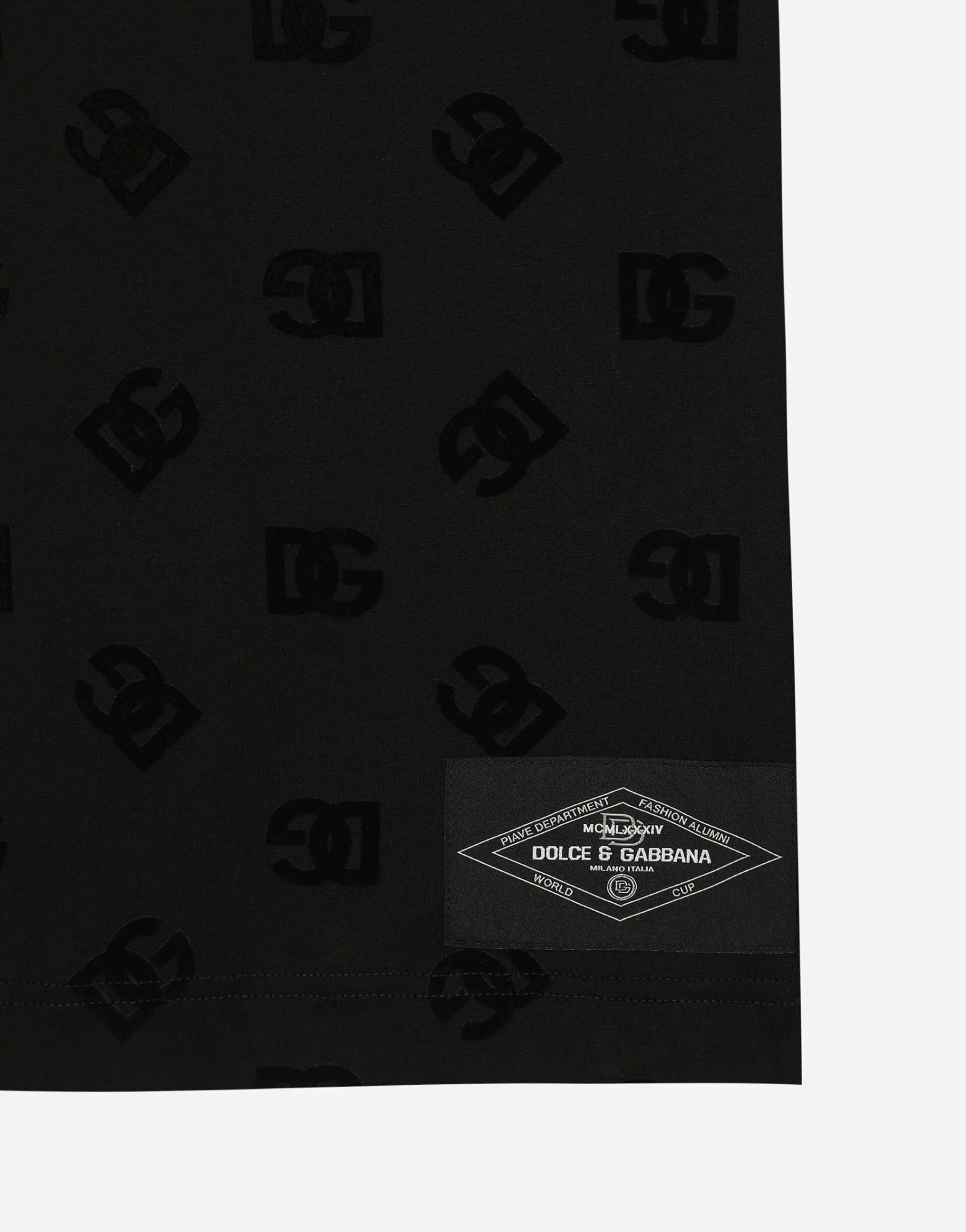 Cotton T-shirt with all-over flocked DG print