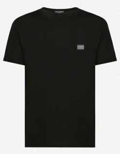 Cotton T-shirt with branded tag