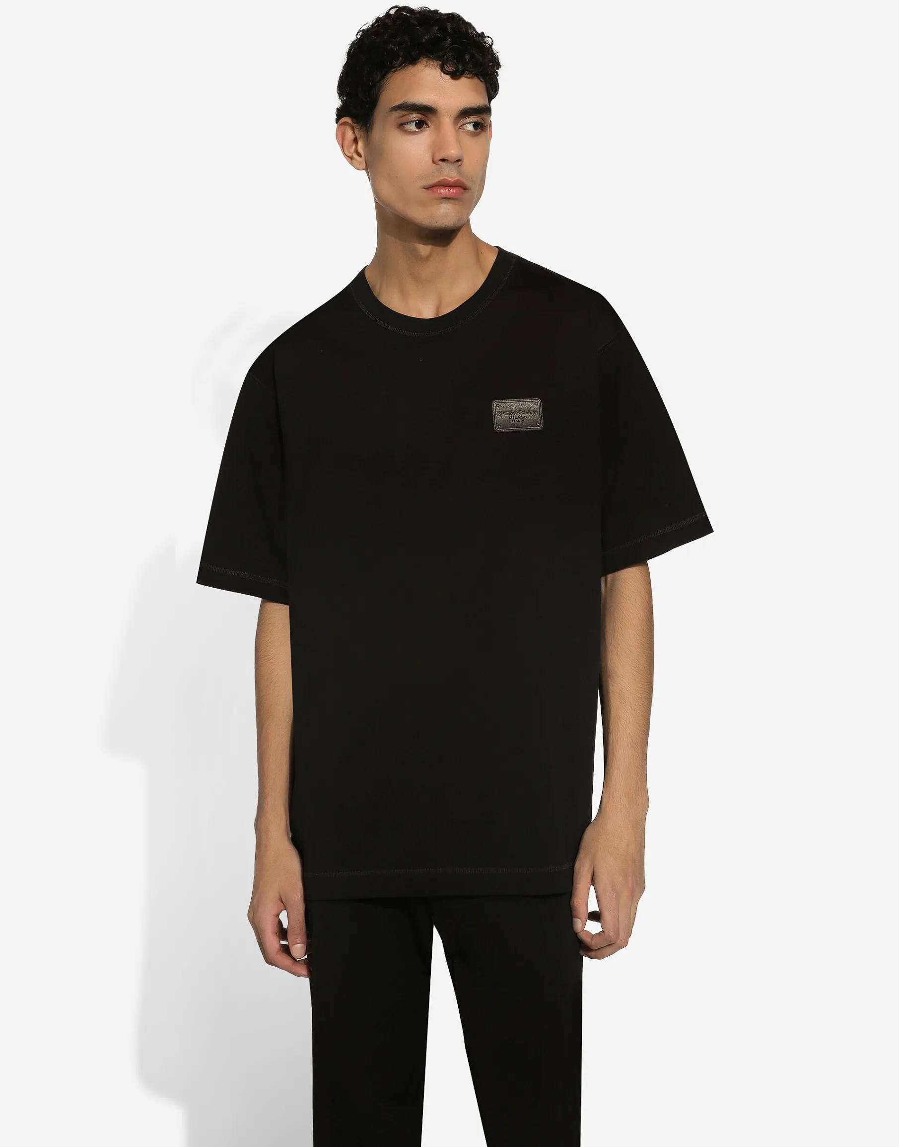 Cotton T-shirt with branded tag