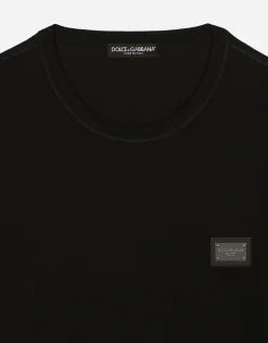 Cotton T-shirt with branded tag