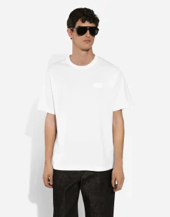 Cotton T-shirt with branded tag