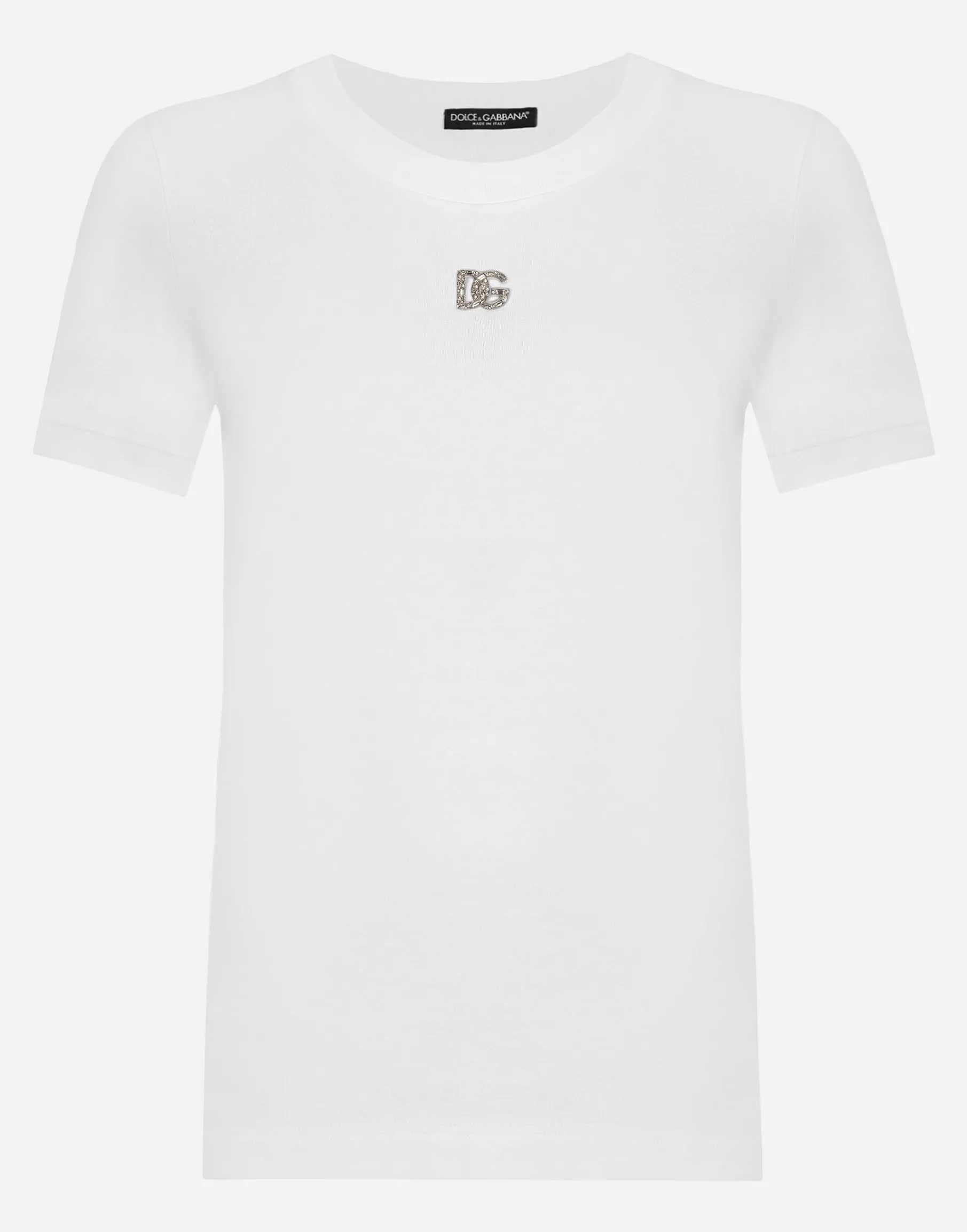 Cotton T-shirt with Crystal DG logo
