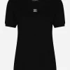 Cotton T-shirt with Crystal DG logo