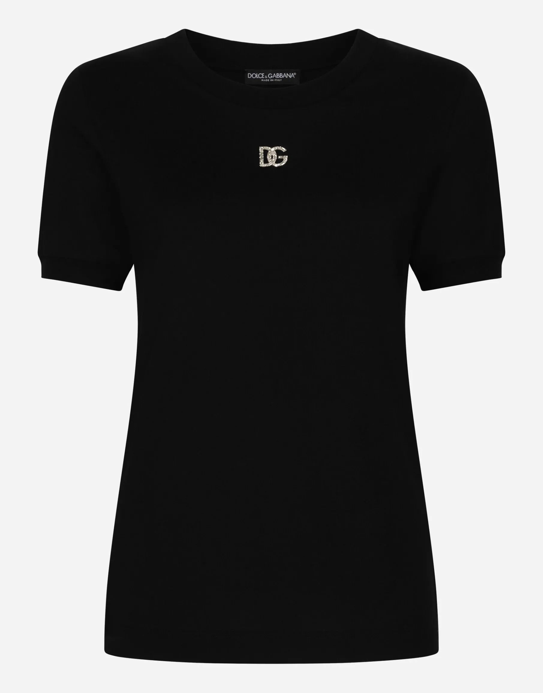 Cotton T-shirt with Crystal DG logo