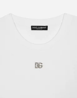 Cotton T-shirt with Crystal DG logo