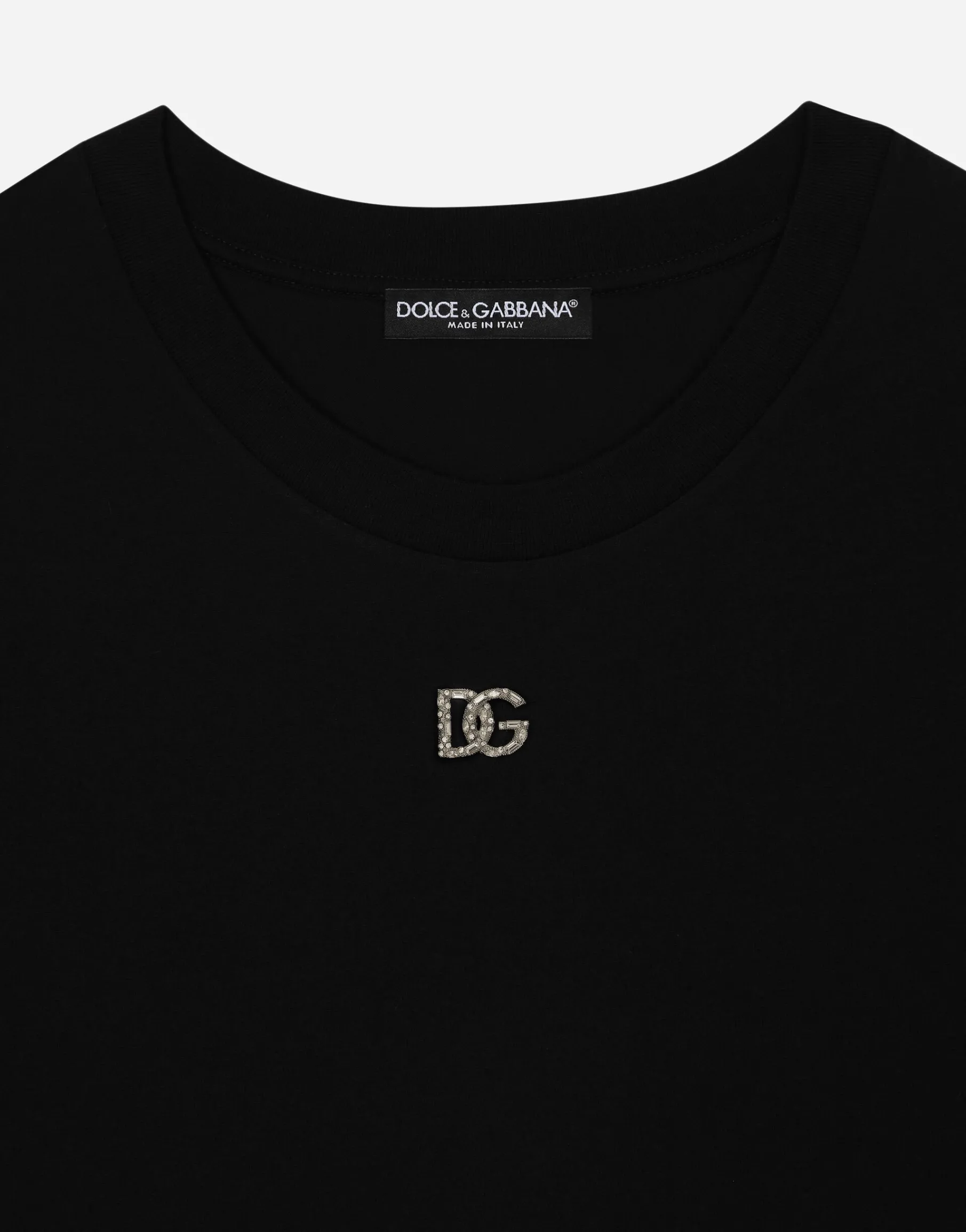 Cotton T-shirt with Crystal DG logo