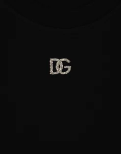 Cotton T-shirt with Crystal DG logo