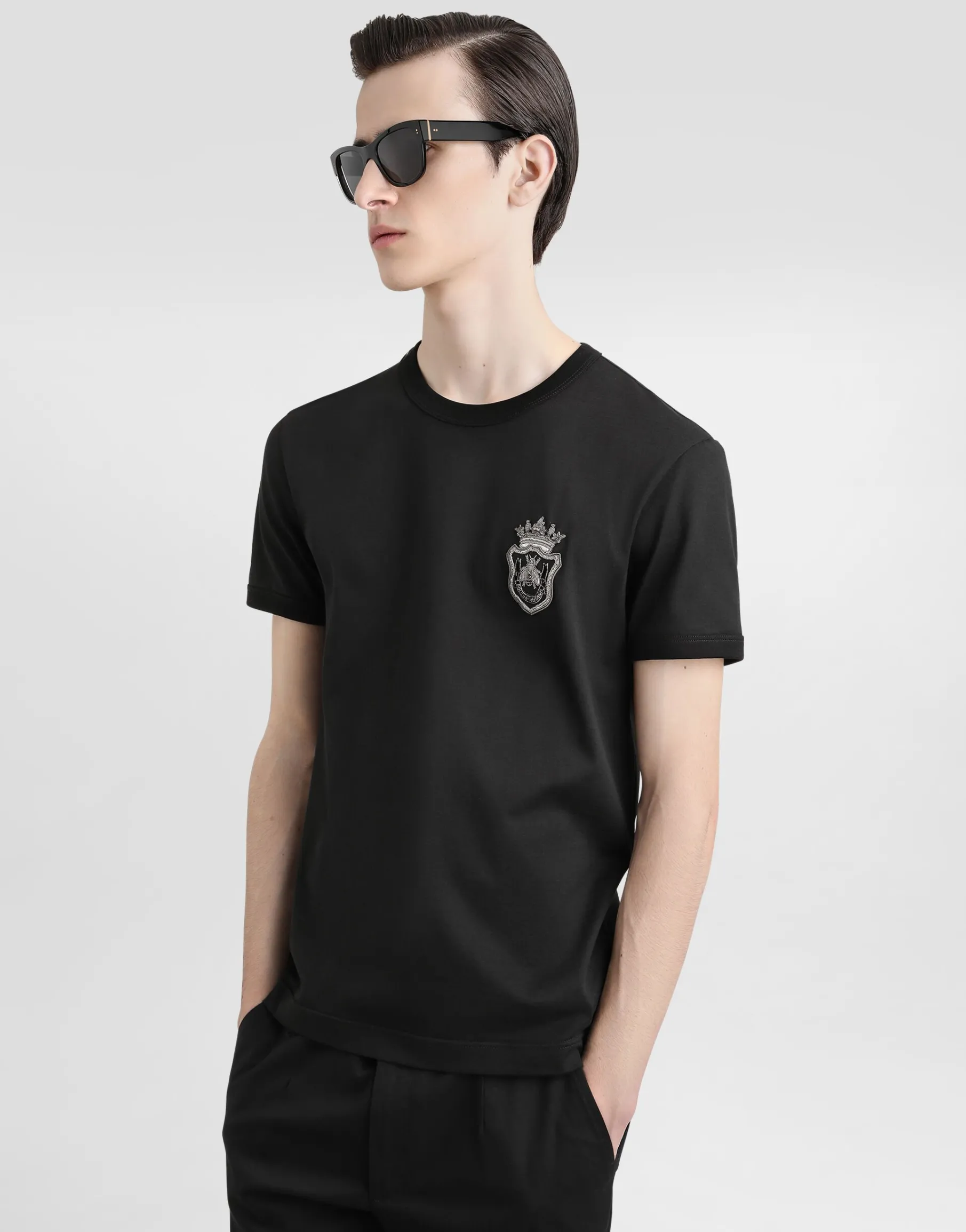 Cotton T-shirt with heraldic patch