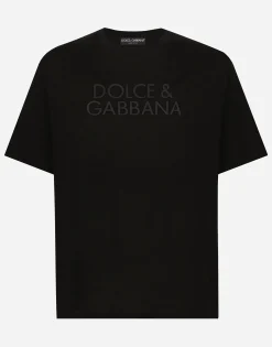 Cotton T-shirt with logo embroidery