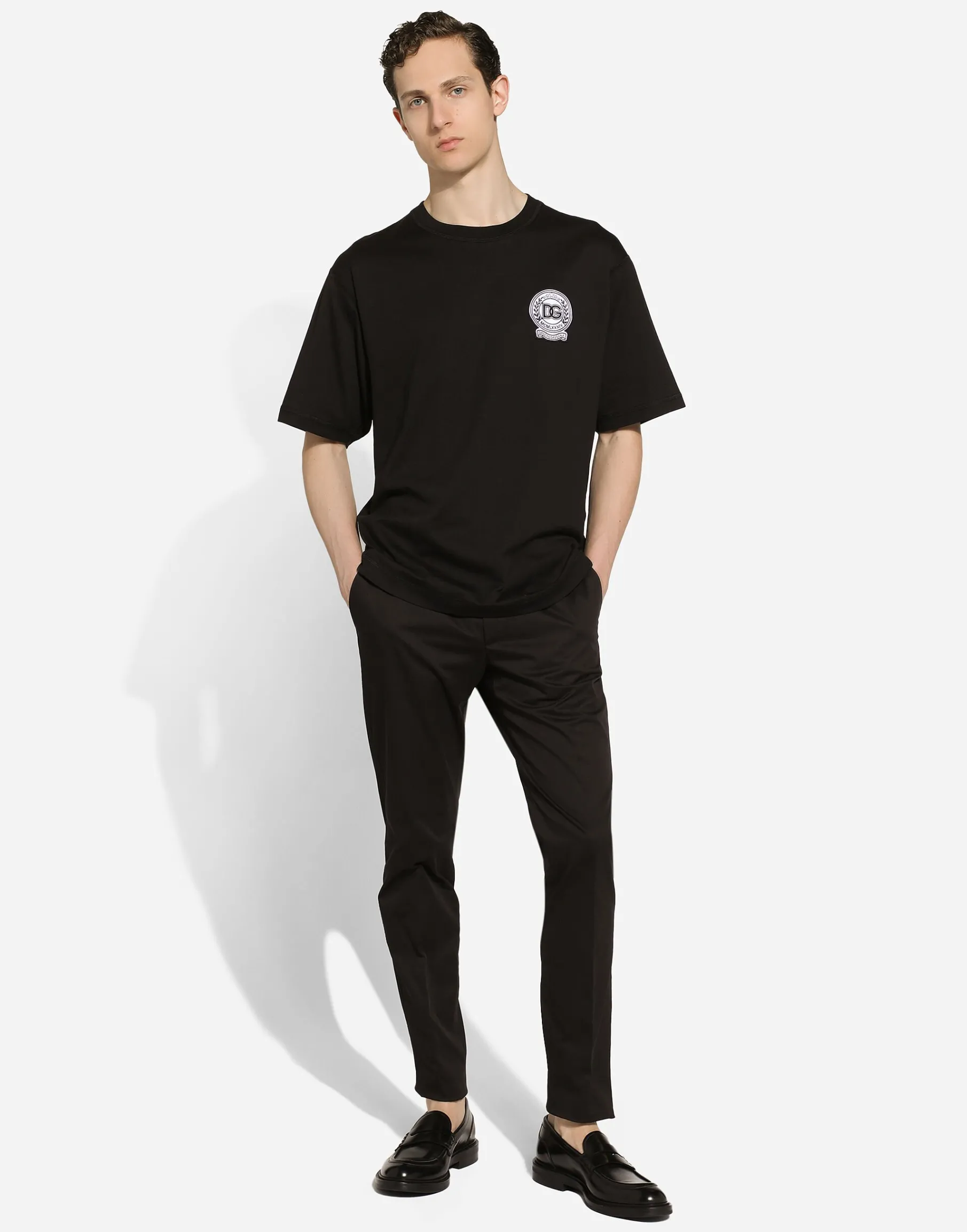 Cotton T-shirt with logo embroidery