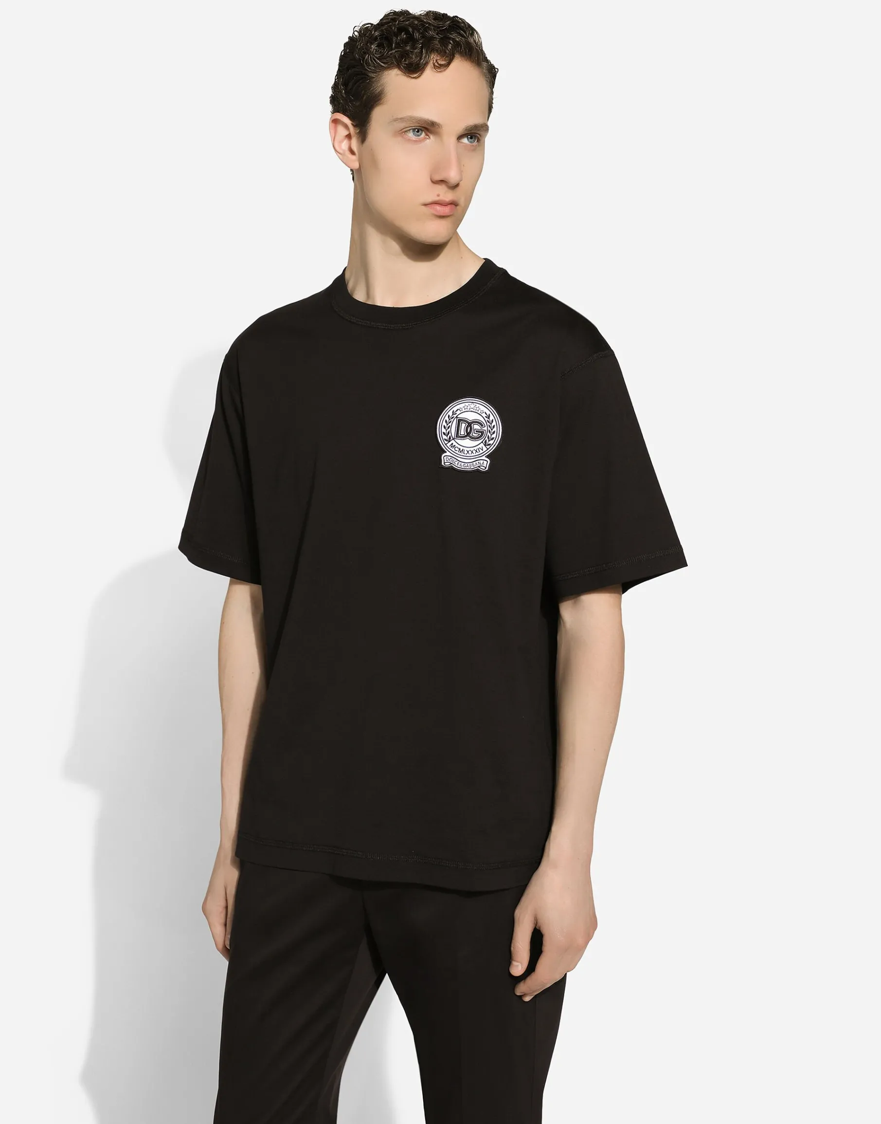 Cotton T-shirt with logo embroidery