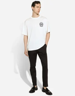 Cotton T-shirt with logo embroidery print