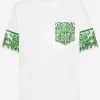 Cotton T-shirt with majolica-print breast pocket
