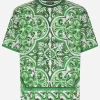 Cotton T-shirt with majolica print