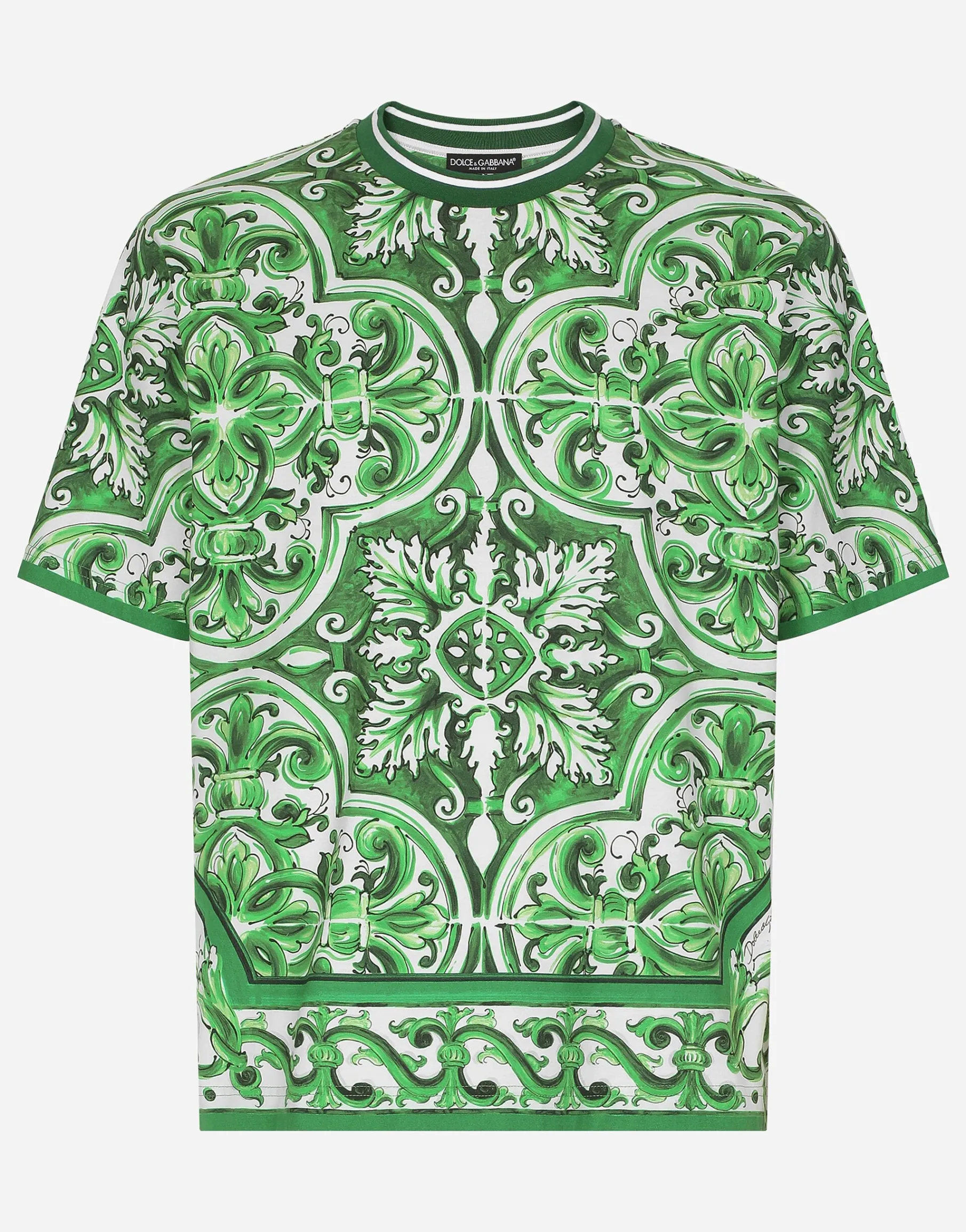 Cotton T-shirt with majolica print