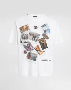 Cotton T-shirt with postcard print