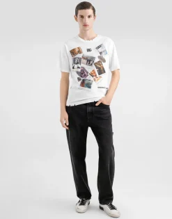 Cotton T-shirt with postcard print