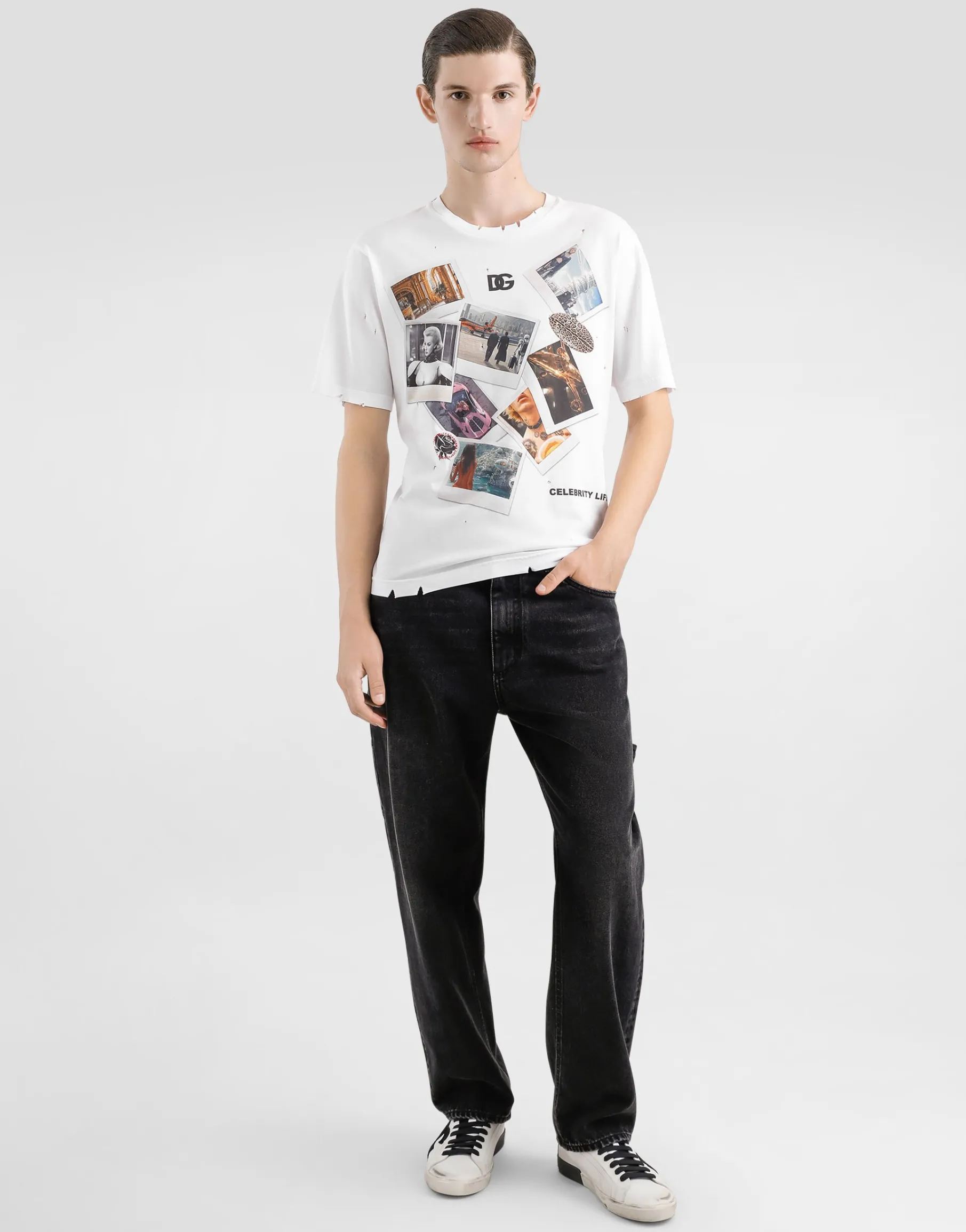 Cotton T-shirt with postcard print