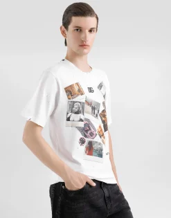 Cotton T-shirt with postcard print