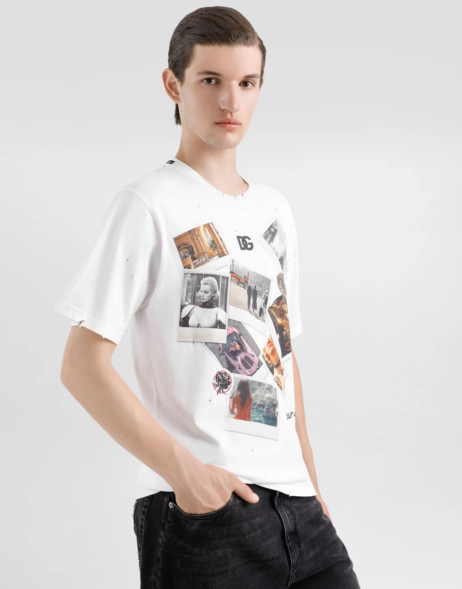 Cotton T-shirt with postcard print