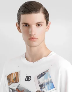 Cotton T-shirt with postcard print