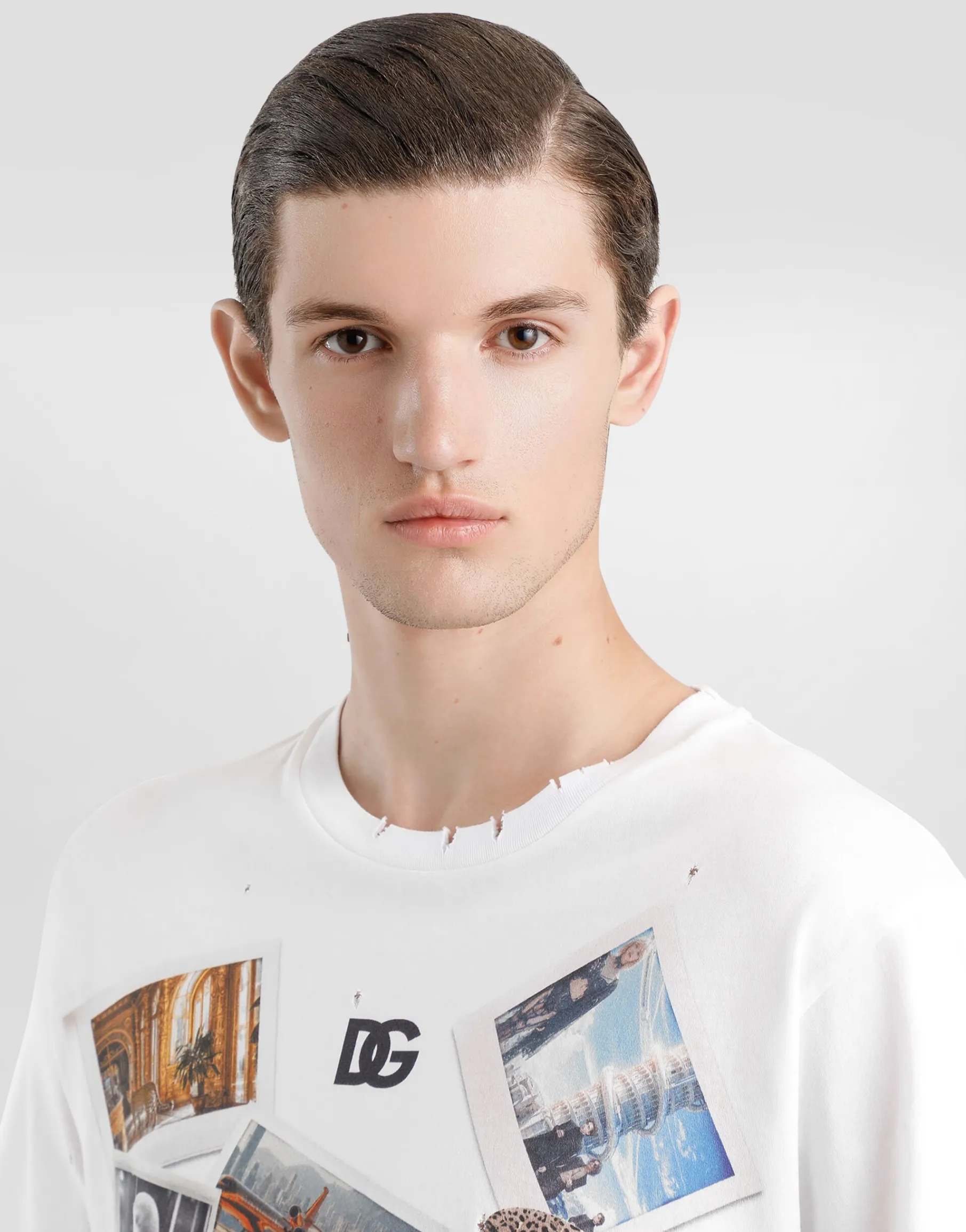 Cotton T-shirt with postcard print