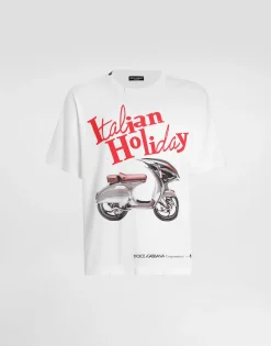 Cotton T-shirt with Vespa print