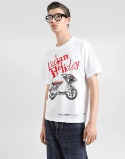 Cotton T-shirt with Vespa print